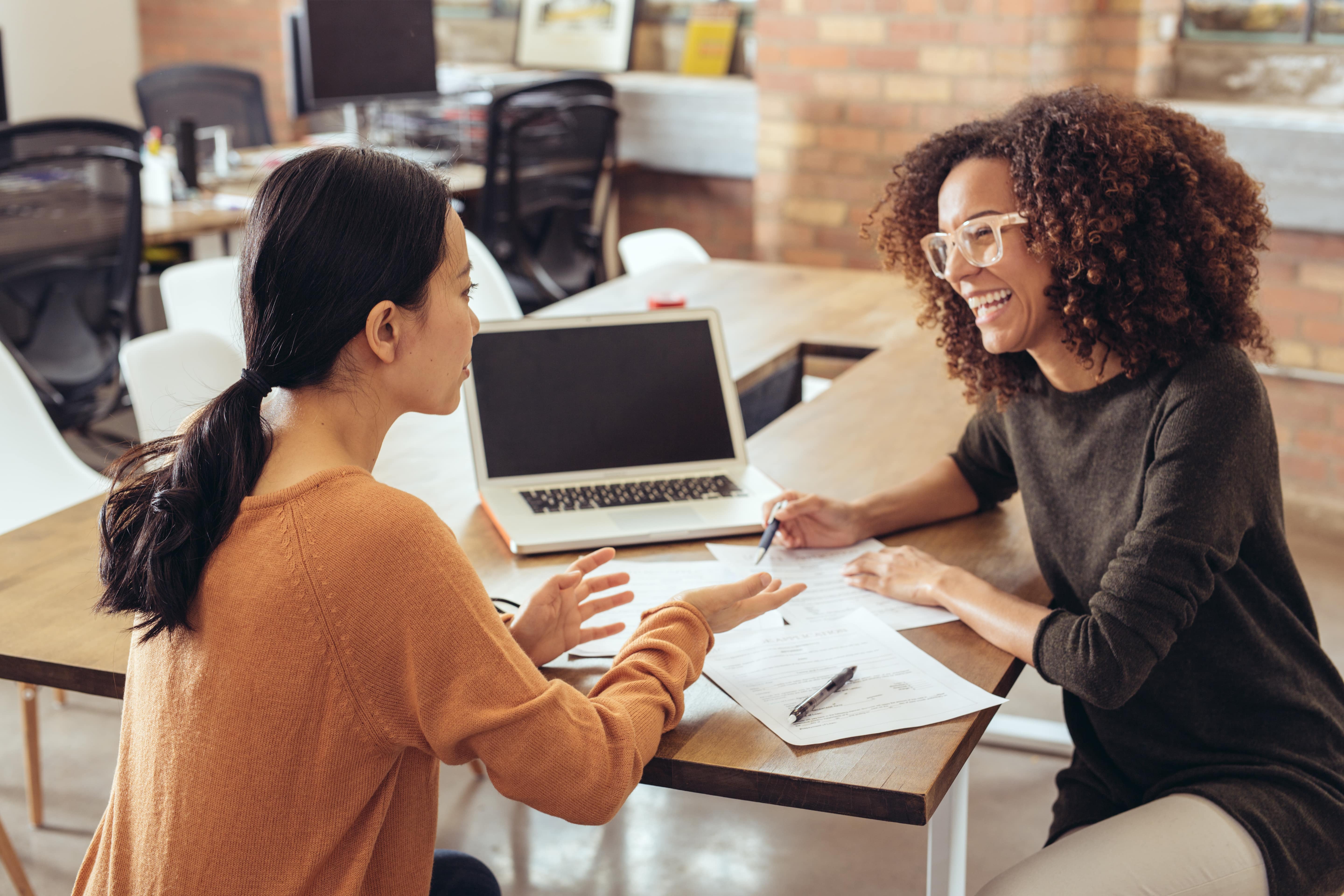 A manager giving feedback to an employee  