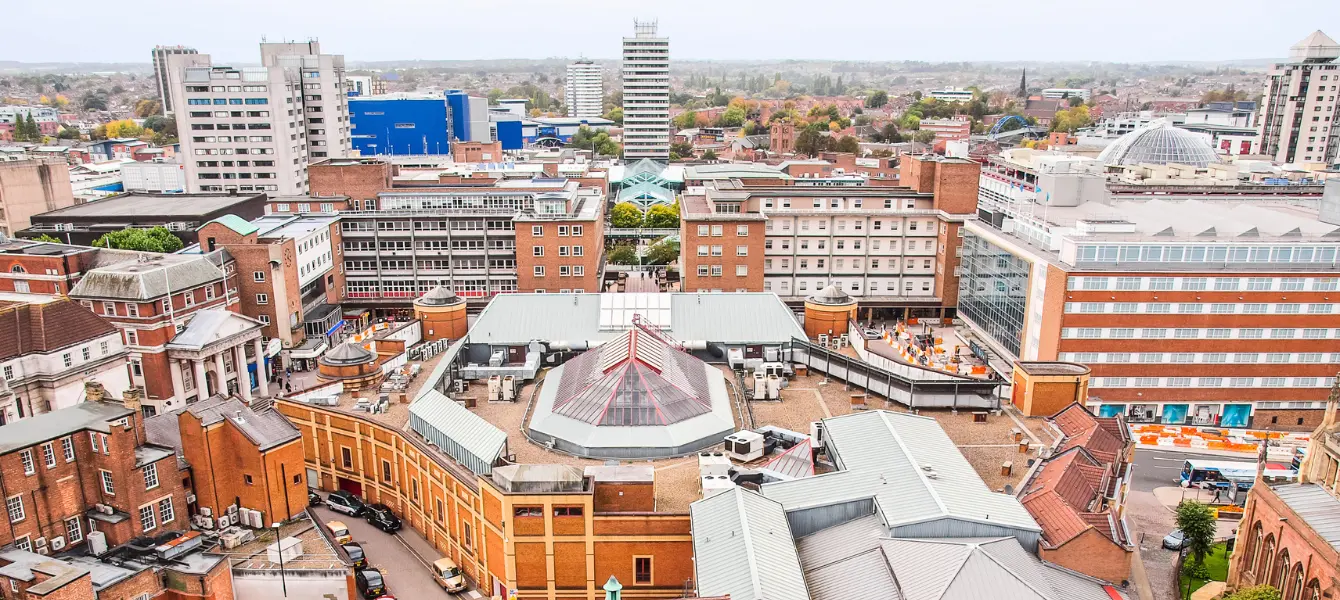 aerial view of Coventry city centre