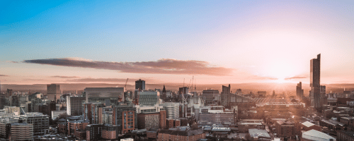 Aerial skyline of Manchester 