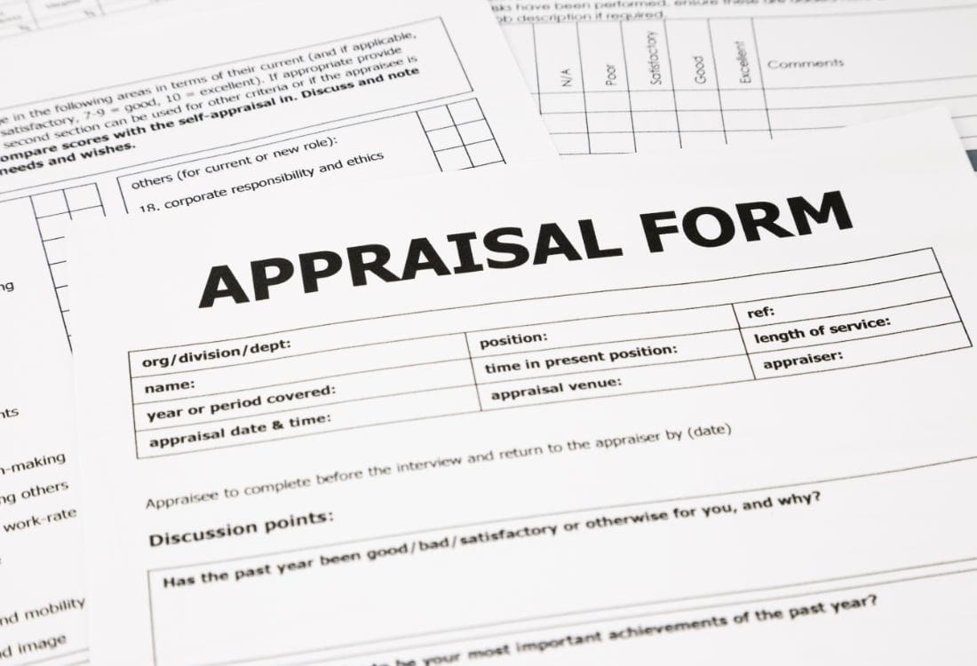 An appraisal form which is about to be filled out by a team member for their annual appraisal at their organisation.