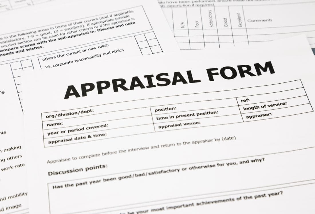 An appraisal form which is about to be filled out by a team member for their annual appraisal at their organisation. 